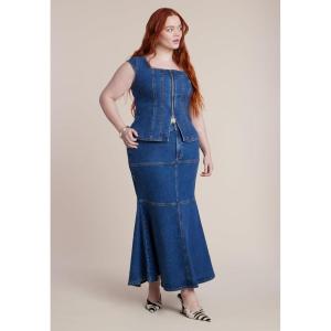 image:imageELOQUII Womens Plus Size Denim Trumpet Maxi Skirt