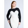 image:imageELOQUII Womens Plus Size Maxi Sweater Dress with ColorblockedBlack and White