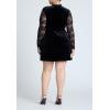image:imageELOQUII Womens Plus Size Velvet Mini Dress with LaceBlack Onyx