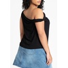 image:imageELOQUII Womens Plus Size Asym Twist Sleeve TopBlack Onyx