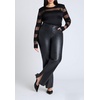image:imageELOQUII Womens Plus Size Sheer Stripe Sweater with Shoulder PadBlack Onyx