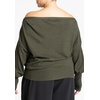 image:imageELOQUII Womens Plus Size Slouchy SweaterGreen Jacket Heather