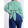 image:imageELOQUII Womens Plus Size Striped Tie Back Button Up TopGreen and White Stripe