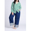 image:imageELOQUII Womens Plus Size Striped Tie Back Button Up TopGreen and White Stripe