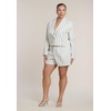 image:imageELOQUII Boxy Cropped Stripe BlazerOat and Navy Stripe