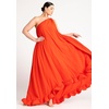 image:imageELOQUII Dramatic OneShoulder Ruffle GownBright Orange