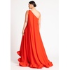 image:imageELOQUII Dramatic OneShoulder Ruffle GownBright Orange