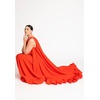 image:imageELOQUII Dramatic OneShoulder Ruffle GownBright Orange