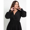 image:imageELOQUII Knot Front Pleated Skirt DressBlack