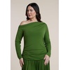 image:imageELOQUII Long Sleeve Drop Waist Maxi DressCactus