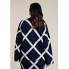 image:imageELOQUII Mock Neck Intarsia SweaterNavyWhite Grid