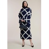 image:imageELOQUII Mock Neck Intarsia SweaterNavyWhite Grid