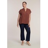image:imageELOQUII ShortSleeve Notch Collar BlouseTopaz Brown