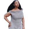 image:imageELOQUII WideNeck Suiting TopHeather Grey