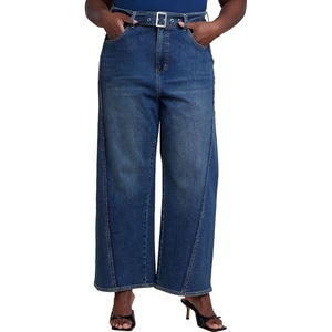 image:imageELOQUII Belted Straight Leg JeanDark Wash