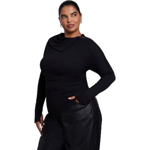 image:imageELOQUII Draped Neck Knit TopBlack Onyx
