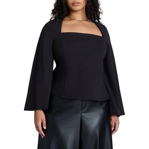 image:imageELOQUII Square Neck Seam Detail TopBlack Onyx