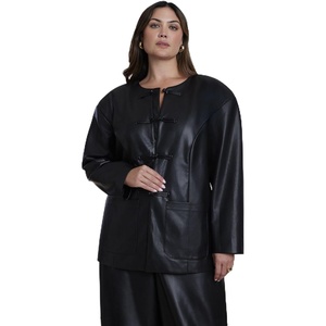 image:imageELOQUII Button Detail Faux Leather JacketBlack Onyx