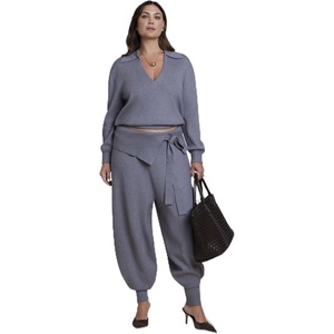 image:imageELOQUII Foldover Waistband Barrel Sweater PantHeather Grey