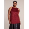 image:imageELOQUII Faux Suede amp Faux Leather Combo Maxi DressRed and Brown