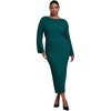 image:imageELOQUII Lettuce Hem Ribbed Sweater Maxi DressGreen