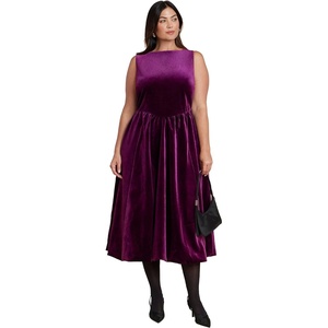 image:imageELOQUII Bubble Hem Velvet DressPickled Beet