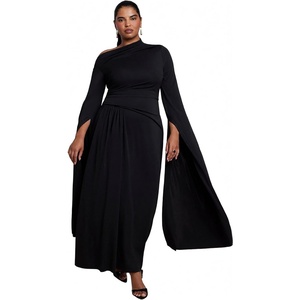 image:imageELOQUII Cape Sleeve Draped Maxi DressBlack Onyx