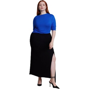 image:imageELOQUII Colorblocked ElbowSleeve Maxi DressBlue and Black