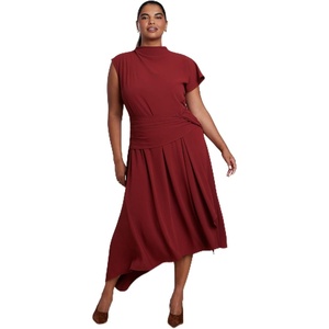image:imageELOQUII Draped Waist Maxi DressOxblood Red