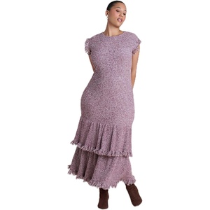 image:imageELOQUII Frayed Ruffle Sweater Maxi DressRusty Marl