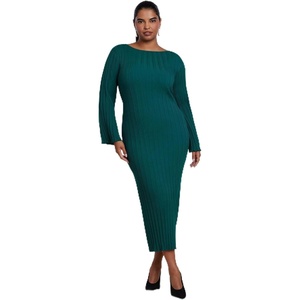 image:imageELOQUII Lettuce Hem Ribbed Sweater Maxi DressGreen