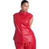 image:imageELOQUII Perforated Faux Leather TieWaist TopBarbados Cherry