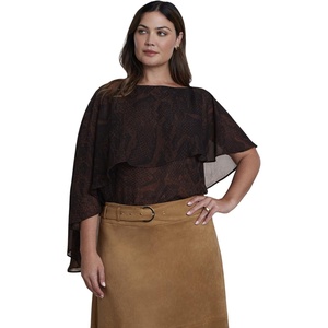 image:imageELOQUII Asymmetrical Chiffon Cape TopSnake Texture