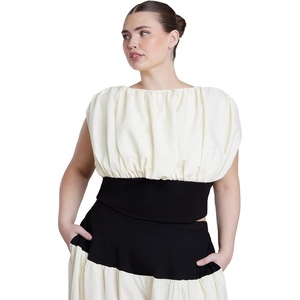 image:imageELOQUII Combo Fabric Draped TopBlack White
