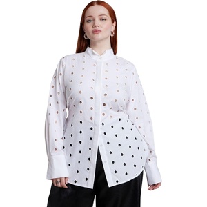 image:imageELOQUII Dot CutOut Button Up TopOptic White