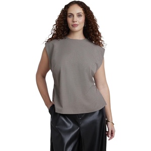 image:imageELOQUII Houndstooth Sleeveless TopBrown Check