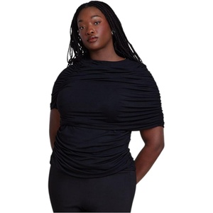 image:imageELOQUII Sleeve Overlay Draped TopBlack Onyx