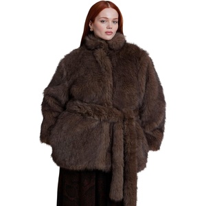 image:imageELOQUII Belted Faux Fur JacketBrown