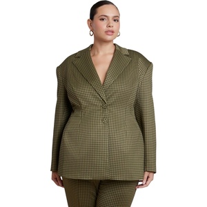 image:imageELOQUII Houndstooth Hourglass BlazerGreen Check