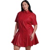 image:imageELOQUII Perforated Faux Leather Mini Shirt DressBarbados Cherry