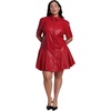 image:imageELOQUII Perforated Faux Leather Mini Shirt DressBarbados Cherry