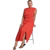 image:imageELOQUII Pleated Button Detail Midi DressAurora Red