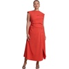 image:imageELOQUII Pleated Button Detail Midi DressAurora Red