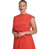image:imageELOQUII Pleated Button Detail Midi DressAurora Red