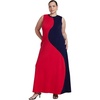 image:imageELOQUII Colorblocked Intarsia Knit Maxi DressRed and Navy