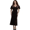 image:imageELOQUII Crushed Velvet Strong Shoulder Maxi DressBrown
