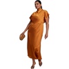 image:imageELOQUII FlutterSleeve Satin Midi DressPumpkin Spice