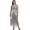 image:imageELOQUII FringeDetail Sequin Maxi DressSilver