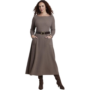 image:imageELOQUII Belted Ribbed Sweater Maxi DressMarled Taupe
