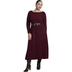 image:imageELOQUII Belted Ribbed Sweater Maxi DressTawny Port
